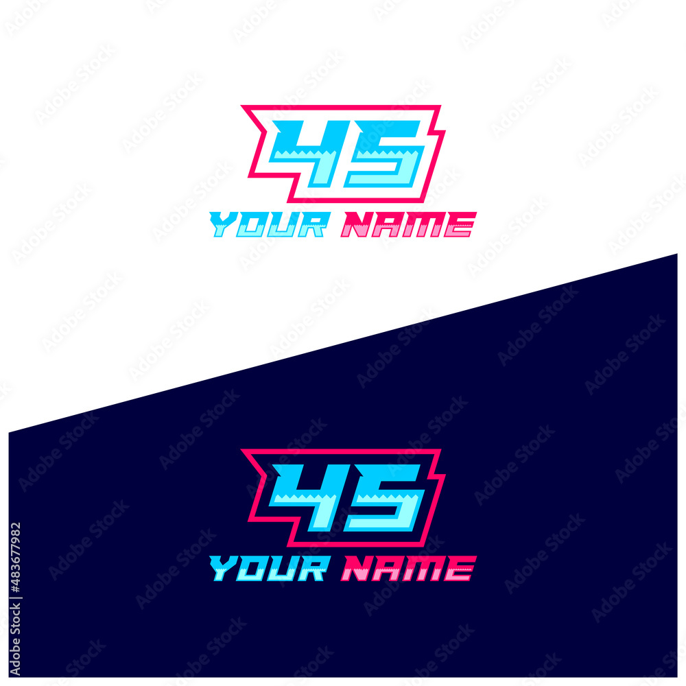 Obraz premium Number logo with fast speed lines. Vector sport style typeface, sports club.