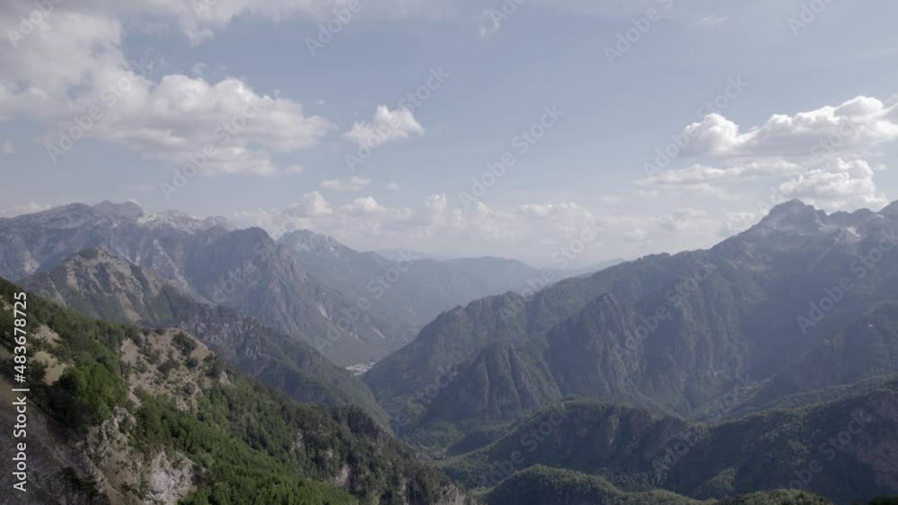 Video with drone of frontal plane advancing flying over the valley of theth, showing the entire mountainous area of northern albania, with mount Korab in the background. Video with drone of frontal plane advancing flying over the valley of theth, showing the entire mountainous area of northern albania, with mount Korab in the background.