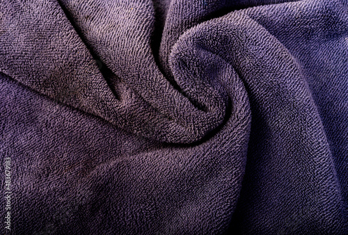 Gray terry towel cloth structure closeup photo. Structure of gray terry fabric carpet cloth background cloth background