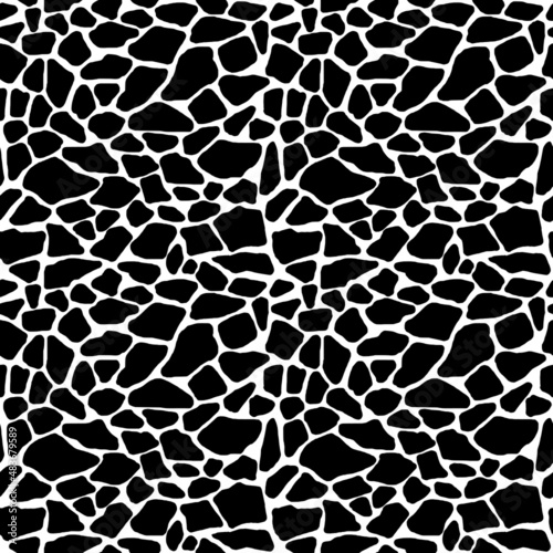 Stone wall seamless pattern isolated on white background 