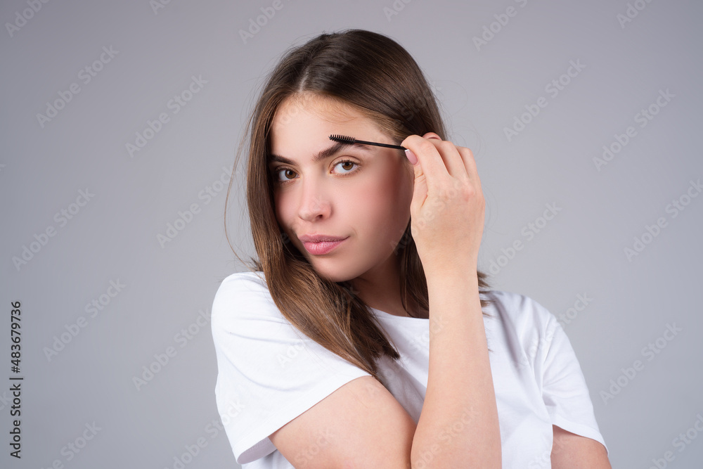 Natural beauty brows. Young girl with natural makeup. Beautiful woman with long eyelashes, eyebrows. Makeup and cosmetology concept. Natural beauty brows. Young girl with natural makeup. Beautiful woman with long eyelashes, eyebrows. Makeup and cosmetology concept.