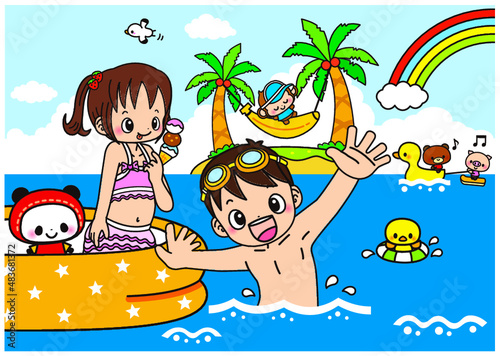 夏,夏休み,海,海水浴,子供,７月,８月,６月,保育園,幼稚園,小学生,小学校,