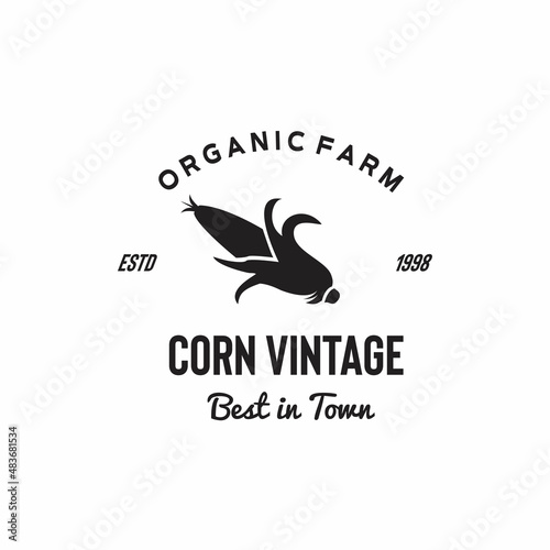 ILLUSTRATION VECTOR GRAPHIC OF silhouette open ripe sweet corn GOOD FOR corn vintage logo organic farm, field, groceries, shop market corn logo