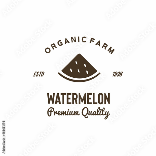 ILLUSTRATION VECTOR GRAPHIC OF 
black silhouette watermelon from organic farm premium quality watermelon fruit GOOD FOR watermelon fruit vintage logo fruit shop market retail grocery store