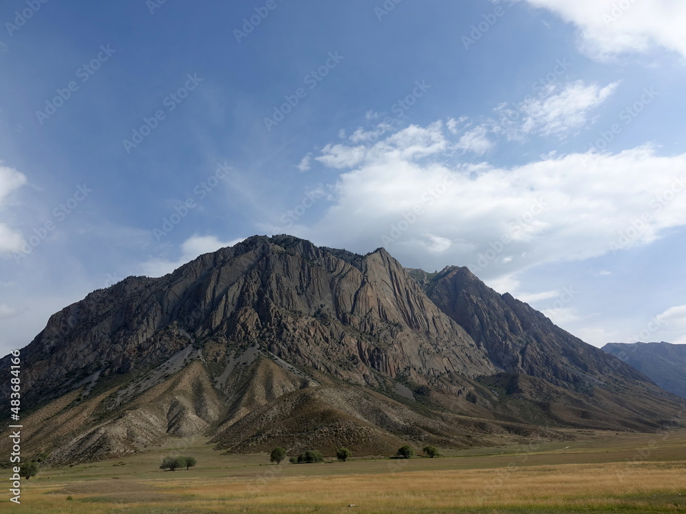 Bauq mountains, in the Kurtka gorge. On the way to Songkul lake. Kyrgyzstan.