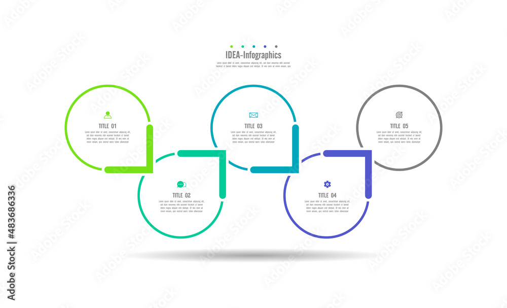 Fototapeta premium Flat infographic idea business template circle colorful with 5 step
