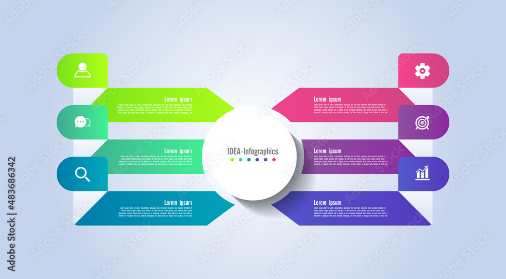 Gradient infographic idea business template elements with 6 step Gradient infographic idea business template elements with 6 step