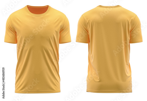 Yellow Color Slim Fit Short Sleeve T-shirt ( 3D rendered )