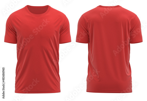 Red Color Slim Fit Short Sleeve T-shirt ( 3D rendered )