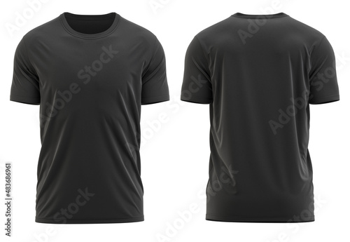 Black Color Slim Fit Short Sleeve T-shirt ( 3D rendered )
