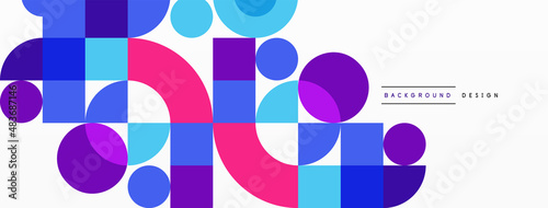 Minimal geometric abstract background. Circle square and triangle design. Trendy techno business template for wallpaper, banner, background or landing