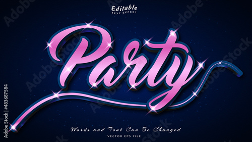 Party editable text effect with luxury background