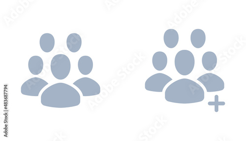 Five people icon set, add people, vector group user illustration set