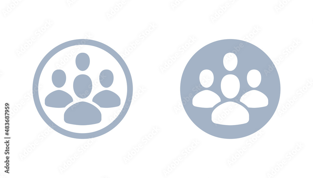 Four people icon set, round frame, vector group user illustration set