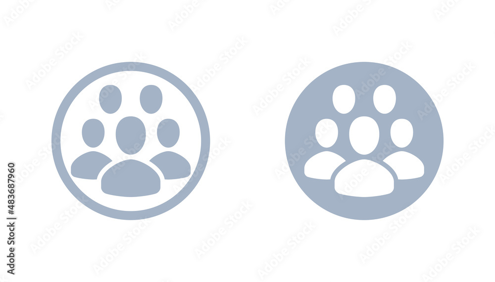 Five people icon set, round frame, vector group user illustration set