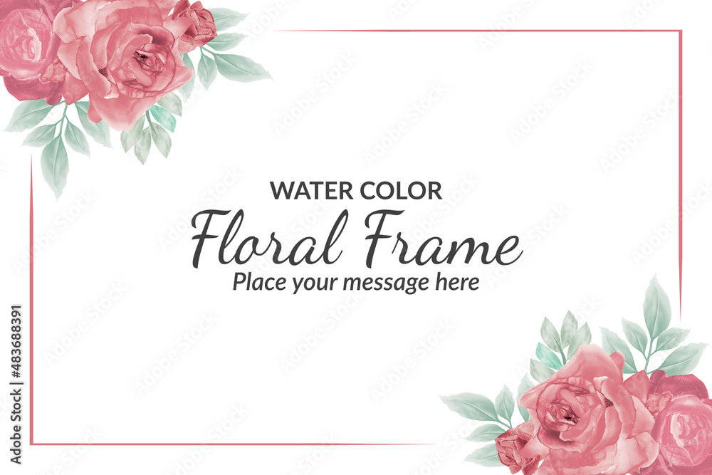 Soft purple green floral frame background with watercolor Stock ...