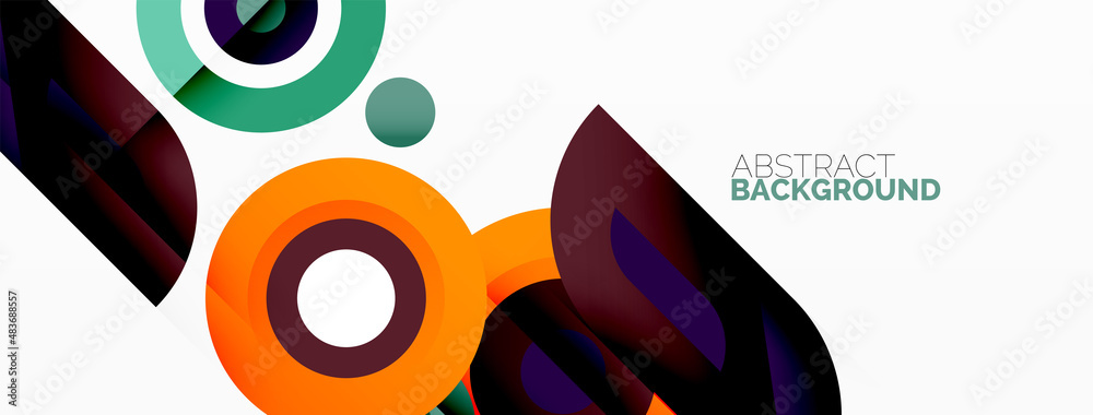 Obraz premium Rings and circles geometric abstract background for wallpaper, banner, backdrop