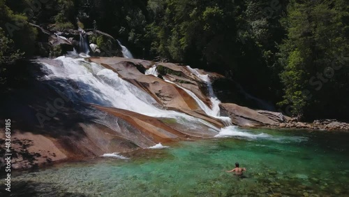 Crystal clear waterfalls of Cochamo, Chilean Patagonia