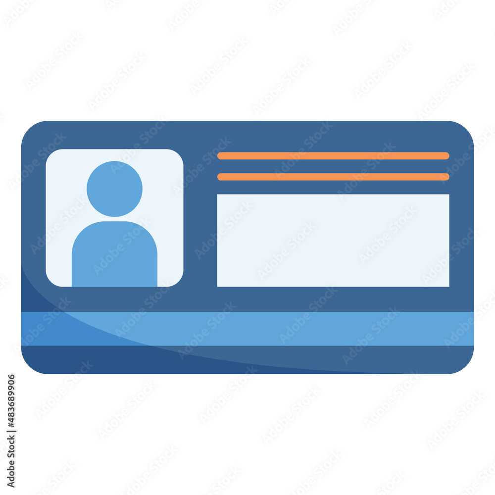 Fototapeta premium Flat illistration of id document. Identification card. Certificate of vacctination. Driver's license.