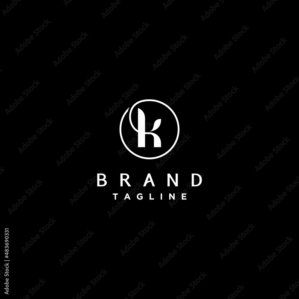 Logo Design Monogram Letter K Inside Circle. Elegant Letter K monogram Logo design with continuous lines forming a circle in black background. Logo Design Monogram Letter K Inside Circle. Elegant Letter K monogram Logo design with continuous lines forming a circle in black background.