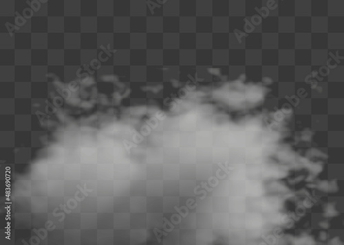 Fog or smoke isolated special effect on transparent background. Red vector cloudiness, mist or smog background. Vector illustration