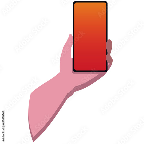 Mano sosteniendo un teléfono celular, vector mano con teléfono