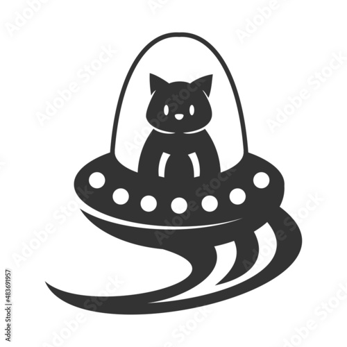 Cat driving ufo Icon Illustration Brand Identity