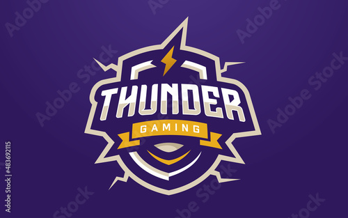 Modern and Creative Isolated Thunder Esports Badge Logo Vector for Gaming Tournament or Sports Team