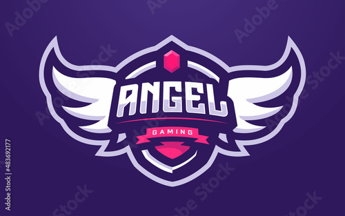 Modern and Creative Isolated Angel Esports Badge Logo Vector for Gaming Tournament or Sports Team