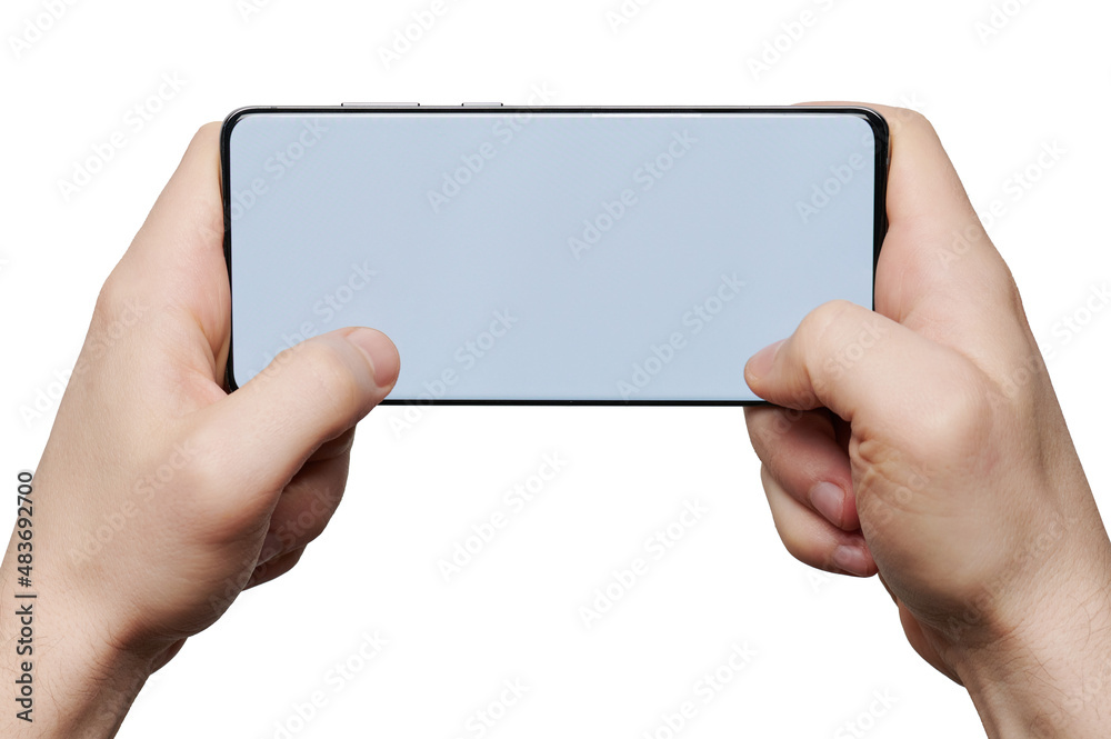 Touching screen on smartphone with fingers Touching screen on smartphone with fingers