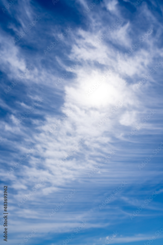 High cirrus clouds against the blue sky