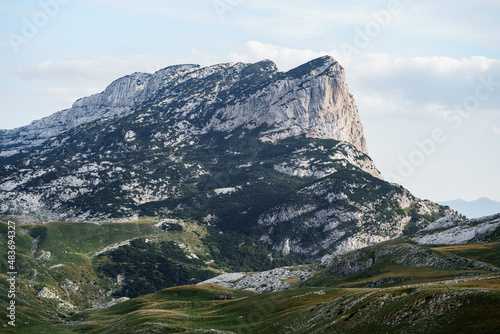 Black and white stone mountain of the Sedlo Pass in the Durmitor National Park