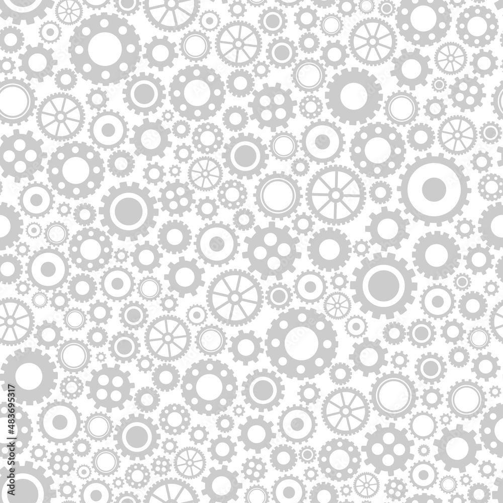 Seamless vector flat background with gears on white background. eco friendly technology wallpaper. Technology