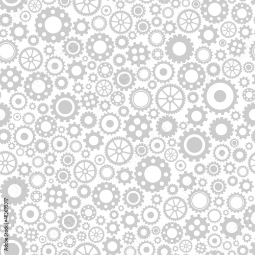 Seamless vector flat background with gears on white background. eco friendly technology wallpaper. Technology