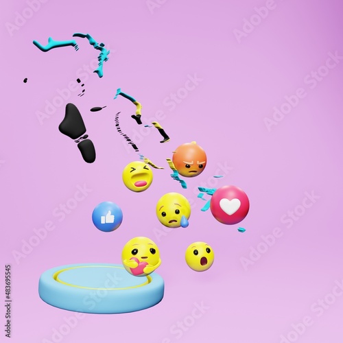 3d rendering of social media emoticon use in Bahama for product promotion