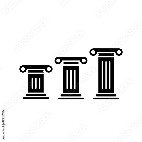 Winner pedestal. Three Antique pillars. Podium for best product with greek or roman column.