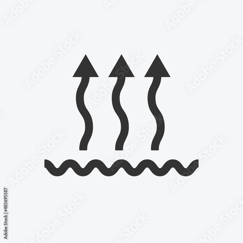 Heat icon with 3 arrow up isolated flat design vector illustration.