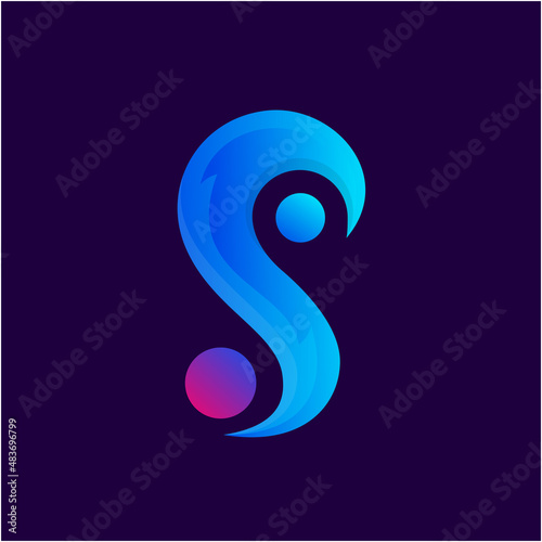 Abstract people and tail logo gradient color