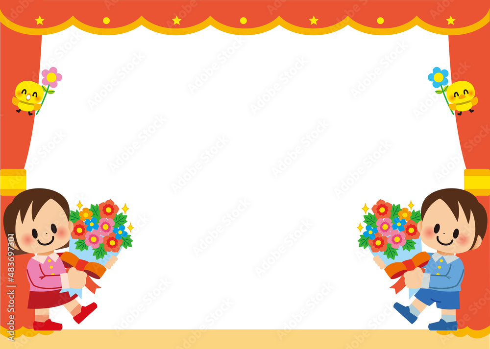 発表会 誕生日 フレーム 花 子供 お祝い お遊戯会 園児 バースデー 保育園 おめでとう Stock Illustration Adobe Stock