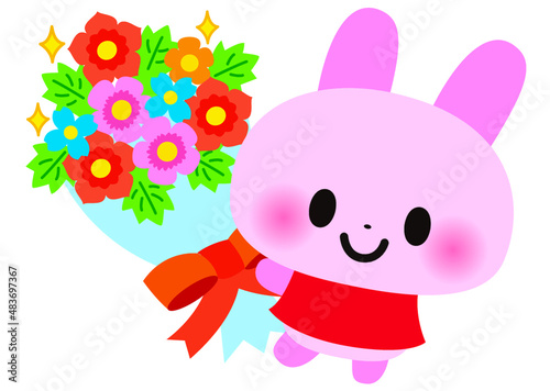 誕生日,花束,花,お祝い,動物,バレンタイン,うさぎ,祝福,発表会