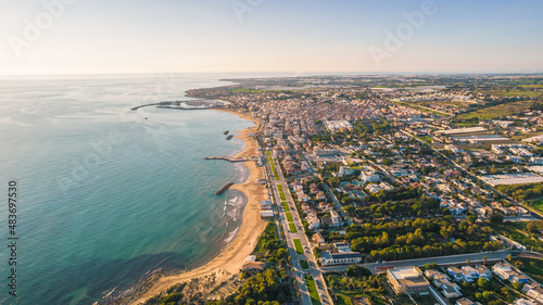 Aerial View of Marina di Ragusa and Mediterranean Sea at Sunset, Sicily, Italy, Europe © Simoncountry