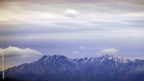 松山市内から望む冬の石鎚山