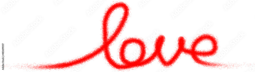 Fototapeta premium Spray painted love word. Brush stroke. Vector illustration.
