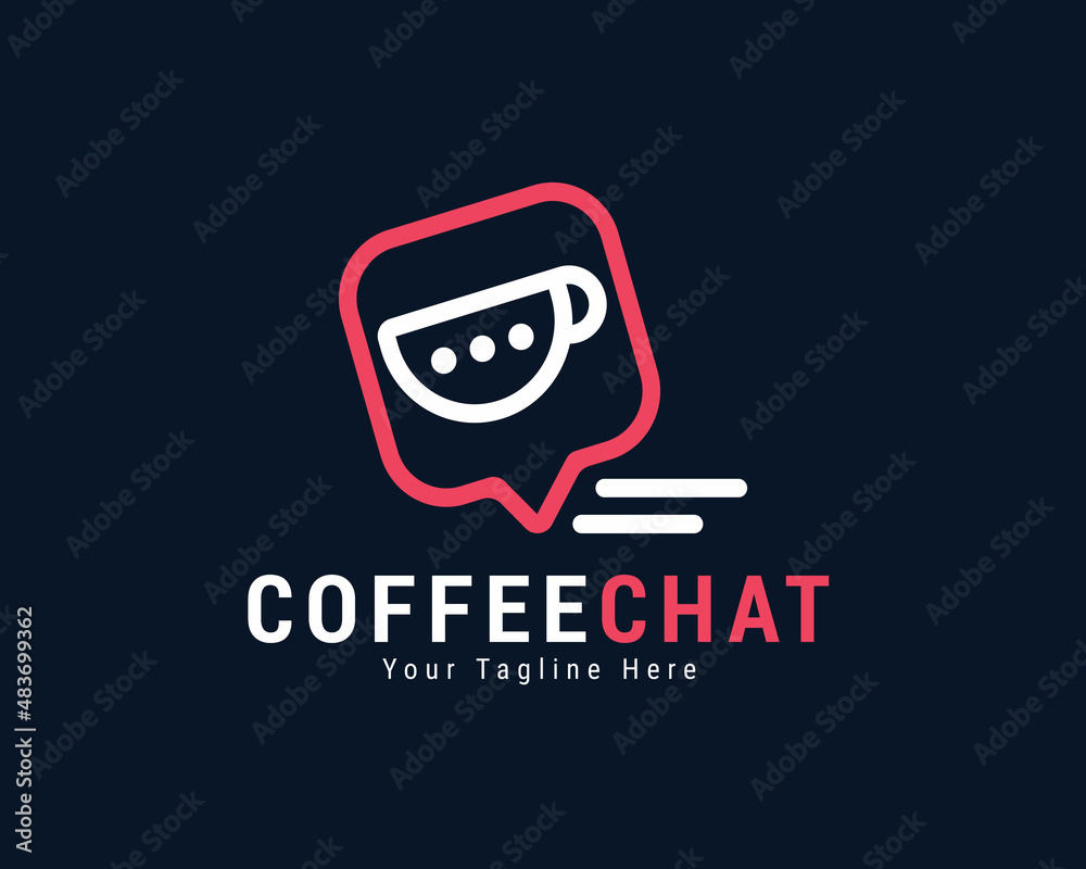 Coffee Chat Cafe  Coffee Shop Minimal Logo Design Template