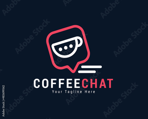 Coffee Chat Cafe  Coffee Shop Minimal Logo Design Template