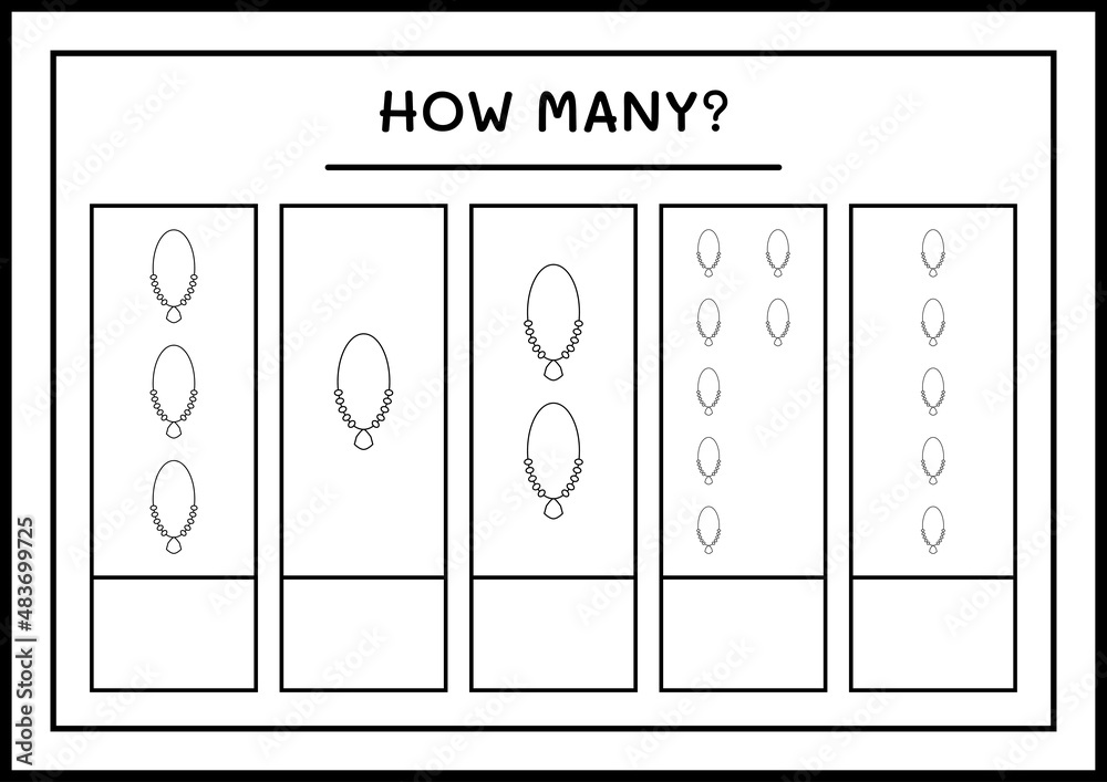 How many Pendant, game for children. Vector illustration, printable worksheet How many Pendant, game for children. Vector illustration, printable worksheet