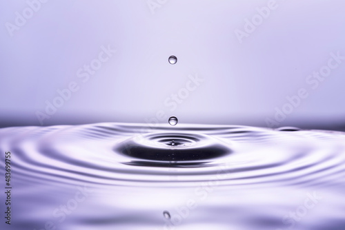 Drops of water falling on smooth wet surface.