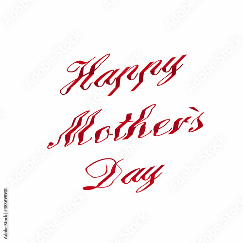 Happy Mothers Day 3D cubes font style vector illustration. Red elegant poster calligraphy text words Happy Mothers Day. Holiday abc typography font phrase to sign, space. Decoration letters.