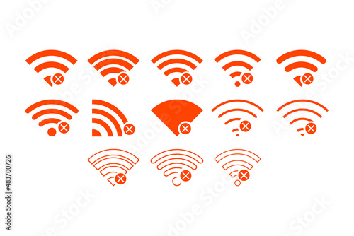 Set of No wireless connections/no wifi icon sign vector on white background 