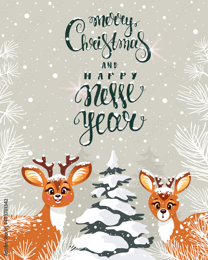Plakat cute deer amazing winter